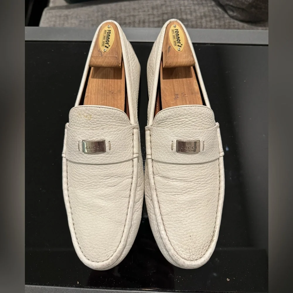 Gucci Leather Driving Shoes in White - Men’s (8.5) - Picture 3 of 13